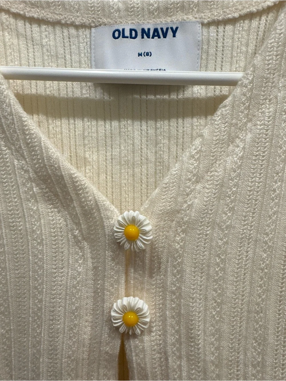 Old Navy Cream Knit Cardigan with Daisy Buttons